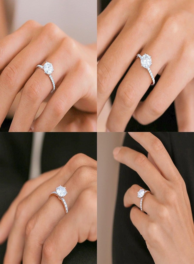 MOOSEA 2CT Moissanite Engagement Rings for Women, 925 Sterling Silver 14K White Gold Plated Wedding Band, D Color VVS1 Clarity Promise Rings for Her Moissanite Jewelry Anniversary Birthday Gifts - Image 5